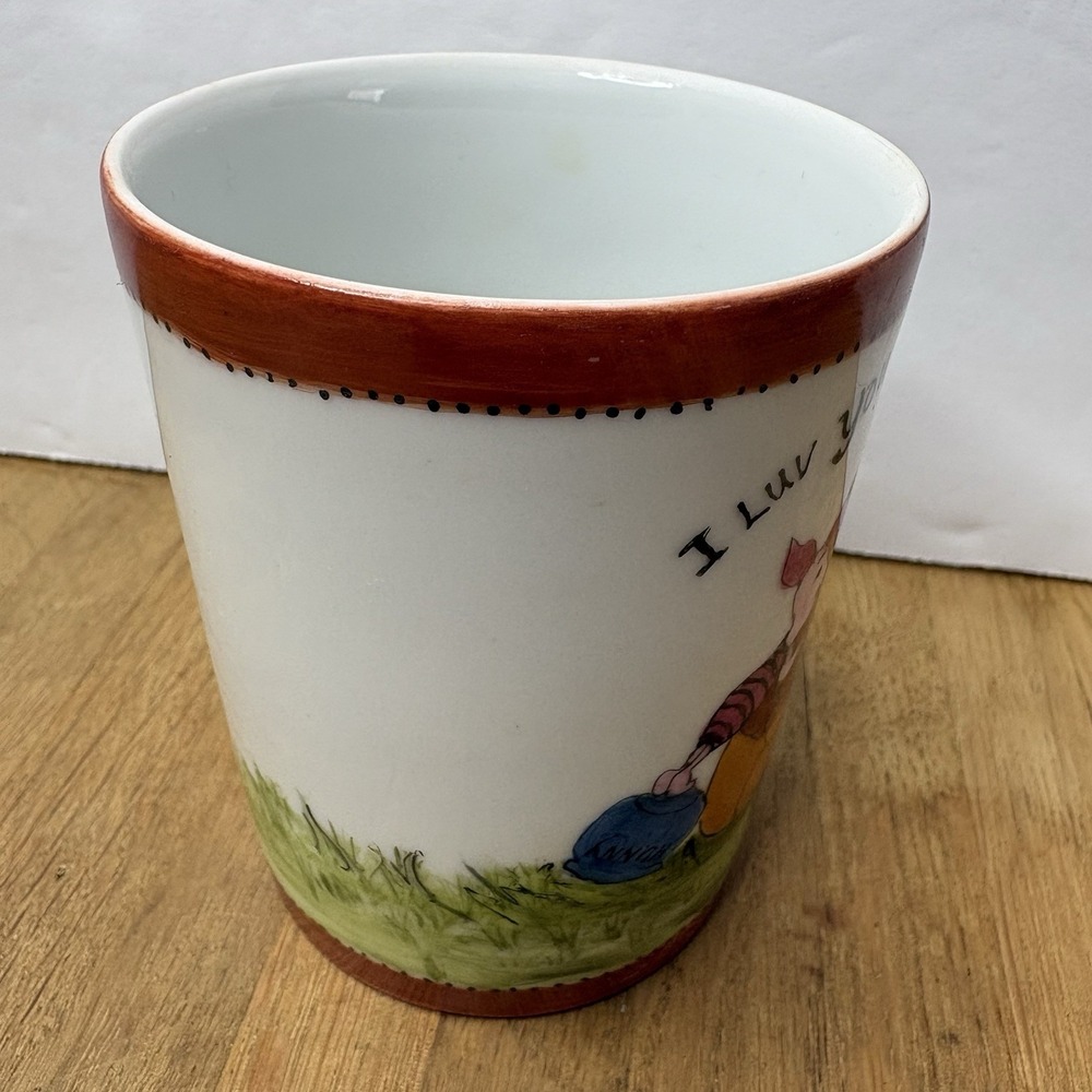 Winnie The Pooh  I Love You Beary Much Disney Norma Wike‎ 2004 Hand Painted Cup - Picture 6 of 10